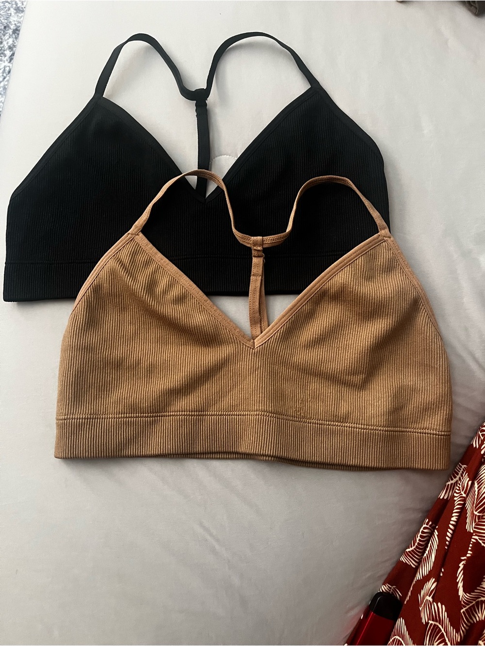 ABERCOMBIE NWOT Ribbed Bralette Duo - Black & Camel